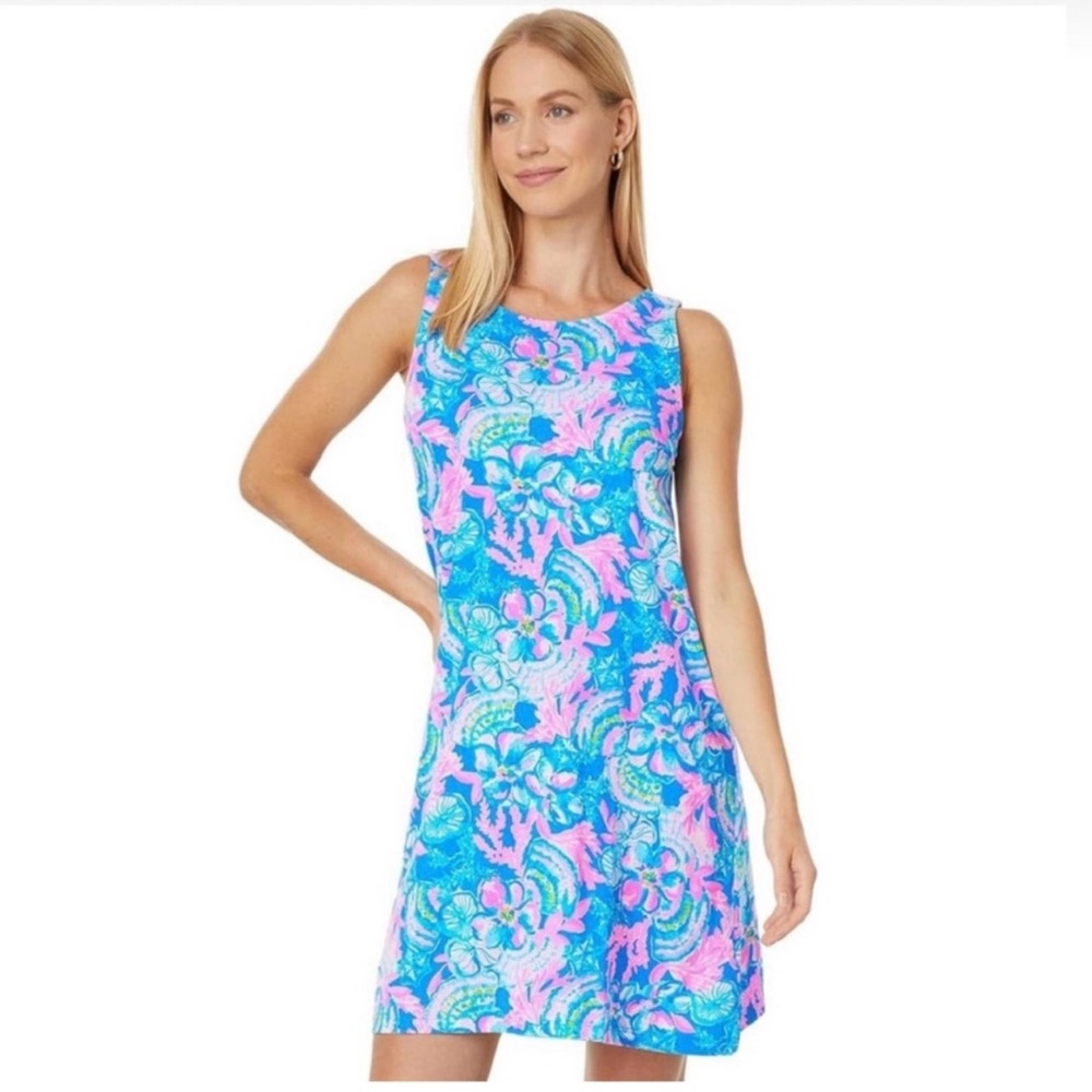 NWT Lilly Pulitzer Kristen Dress Sitting Seaside Blue Tang Sleeveless Mini - Picture 2 of 9